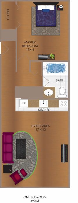 Sherwood 1 Bedroom A Floor Plan Image