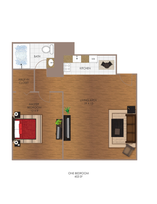 Sherwood 1 Bedroom B Floor Plan Image