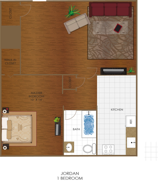 Jordan 1 Bedroom Floor Plan Image